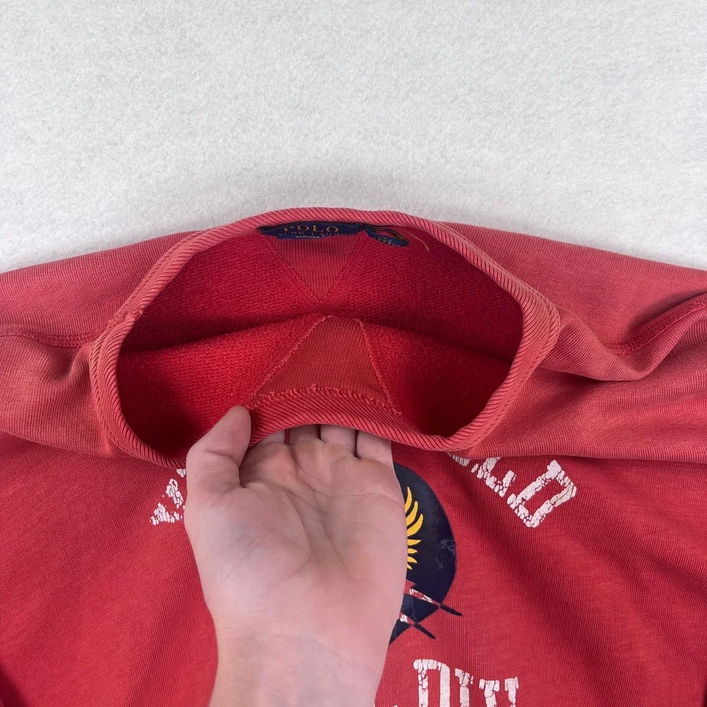 Polo Ralph Lauren Mens Yukon Field US-RL Vintage Fit Double V Sweatshirt Red M - Picture 4 of 9